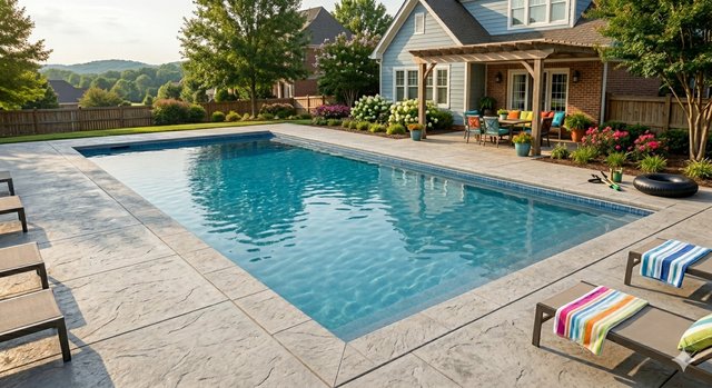 Relaxing day next to a clean pool