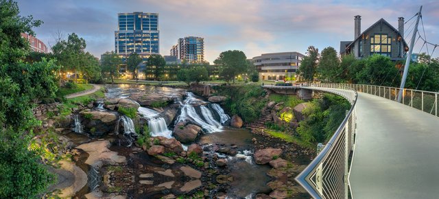 View of the Liberty Bridge in downtown Greenville, SC